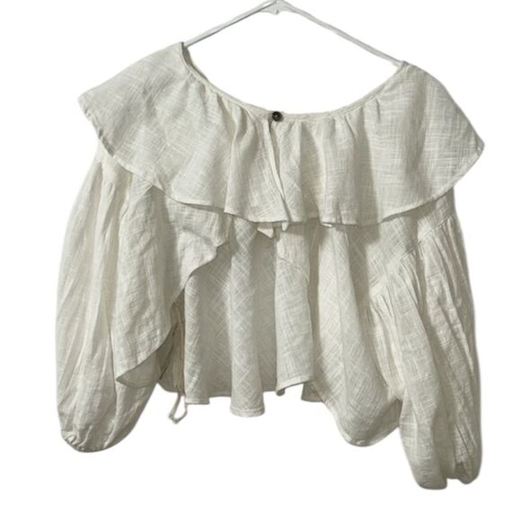 Free people Off-White Ruffle Cotton Top(Size Small) - Picture 5 of 9